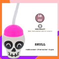 thumbnail image 5 of Skull Halloween Plastic Tumbler - 16oz Cups with Straw (Set of 2) - Spooky Monster Character Cold Drinks Smoothie Water Decorative Drinkware Party Favor, 5 of 7