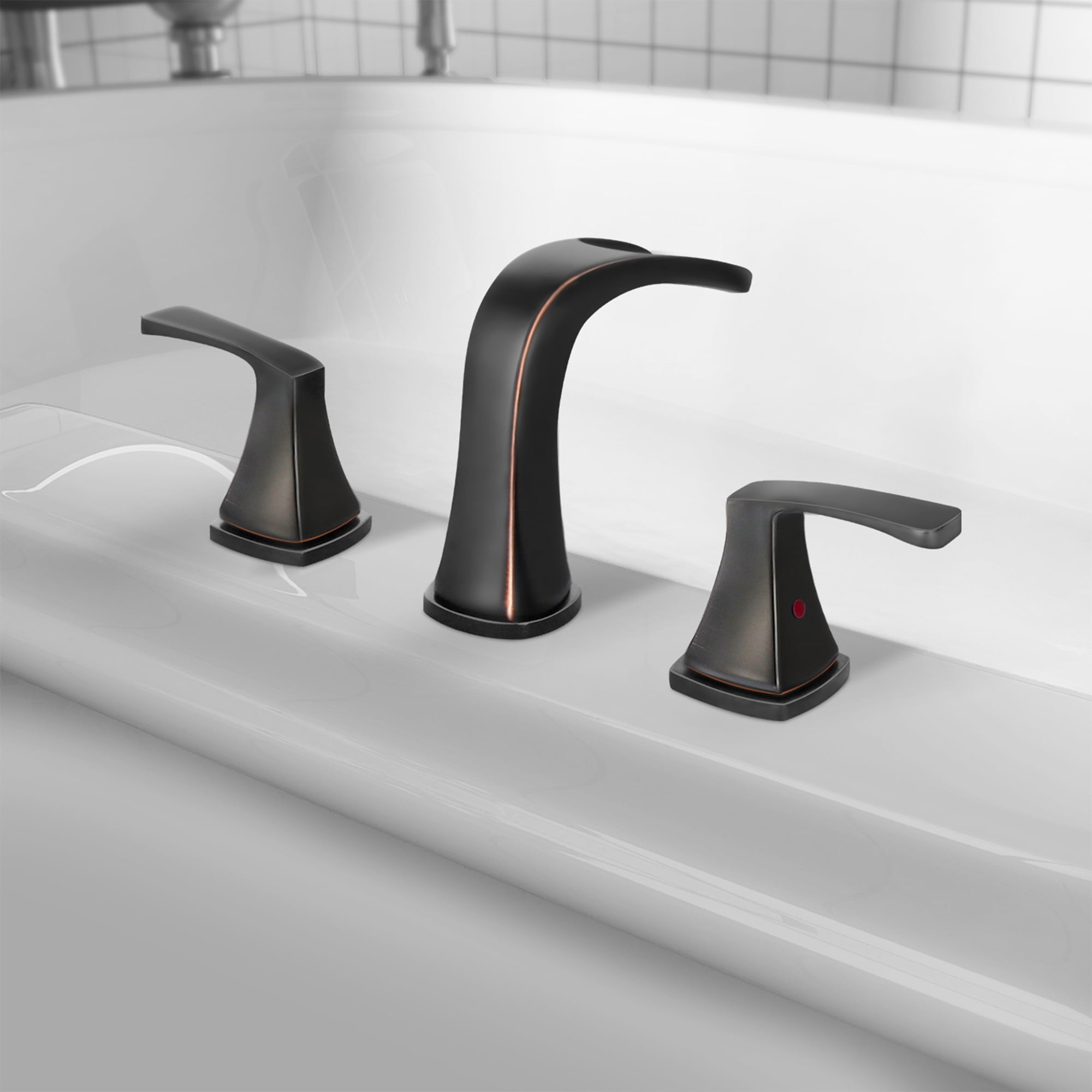 Parlos 2-Handle Widespread Waterfall Roman Bathtub with Hot & Cold Supply Lines, Oil Rubbed Bronze