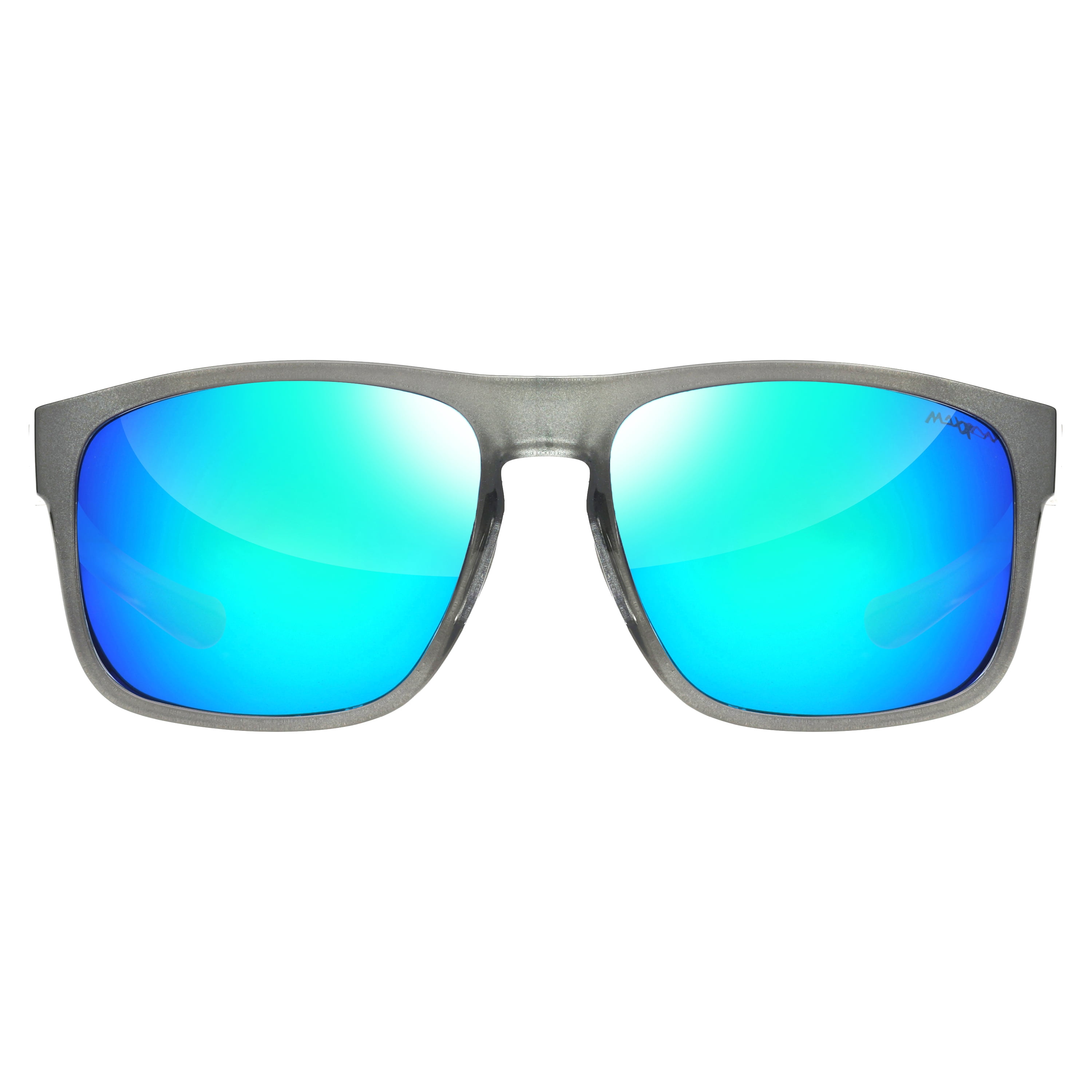 Maxx Flight Polarized Sports Sunglasses – Translucent Gray TR90 Full Frame with Dark Blue Mirror Over Smoke Lenses