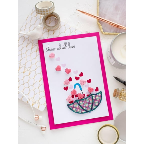 Postcard cross-stitch kit - Love rain AOO-006