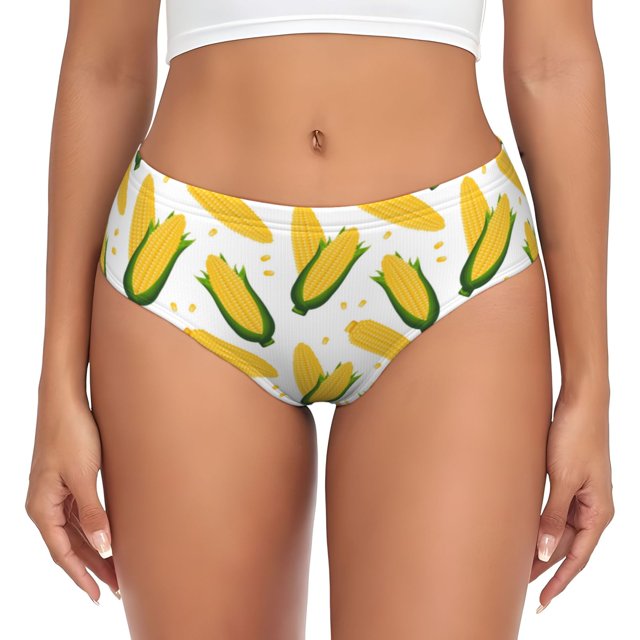 Balery Corn On The Cob Ropa Interior de Algodón para Mujer con Dibujo – Braguitas Cómodas y Elásticas, Estilo Clásico-Large