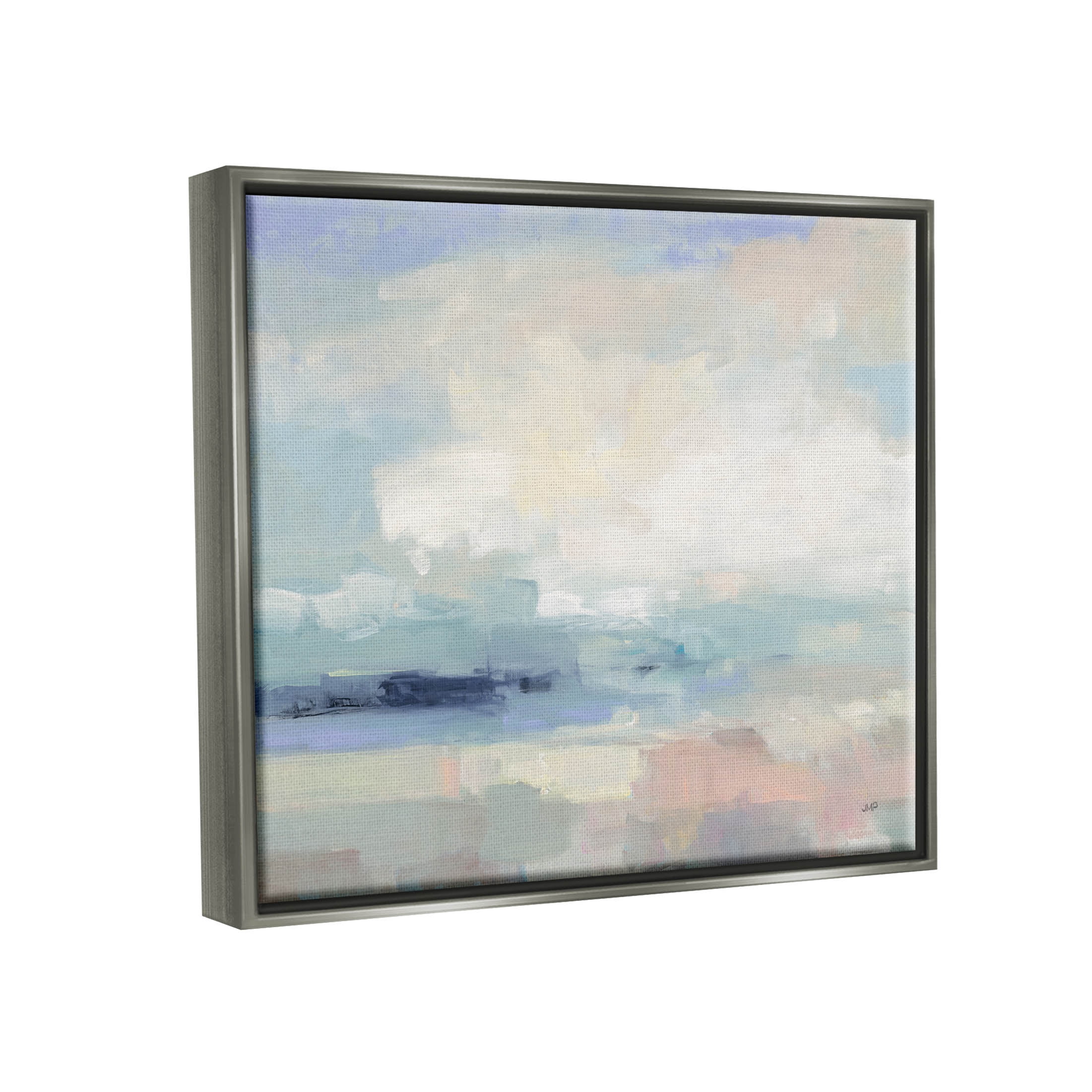 Stupell Industries Abstract Landscape Clouds Scene Painting Luster Gray Floating Framed Canvas Print Wall Art, Design by Julia Purinton