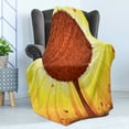 thumbnail image 4 of Tree Soft Flannel Fleece Blanket, Nature Themed Fantasy Illustration with Starburst Stripes and Butterflies, Cozy Plush for Indoor and Outdoor Use, 60" x 80", Brown Yellow and Orange, by Ambesonne, 4 of 5