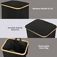 thumbnail image 5 of HEJULIK Large Laundry Basket with Lid, Laundry Basket with Bamboo Handles for Clothes and Toys Storage, Freestanding Collapsible Laundry Hamper with Inner Bag for Bedroom and Bathroom, Black, 5 of 9