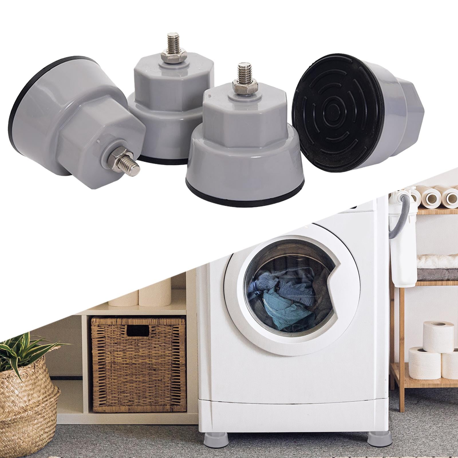 Fiocias 4 Pieces Washing Machine Base Foot Pads Noise Cancelling Silent Rubber Pad Thick Gray