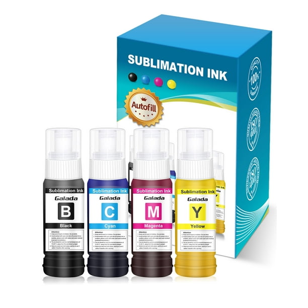 GALADA 4 Pack Color Sublimation Ink for Epson EcoTank Printers Refilled
