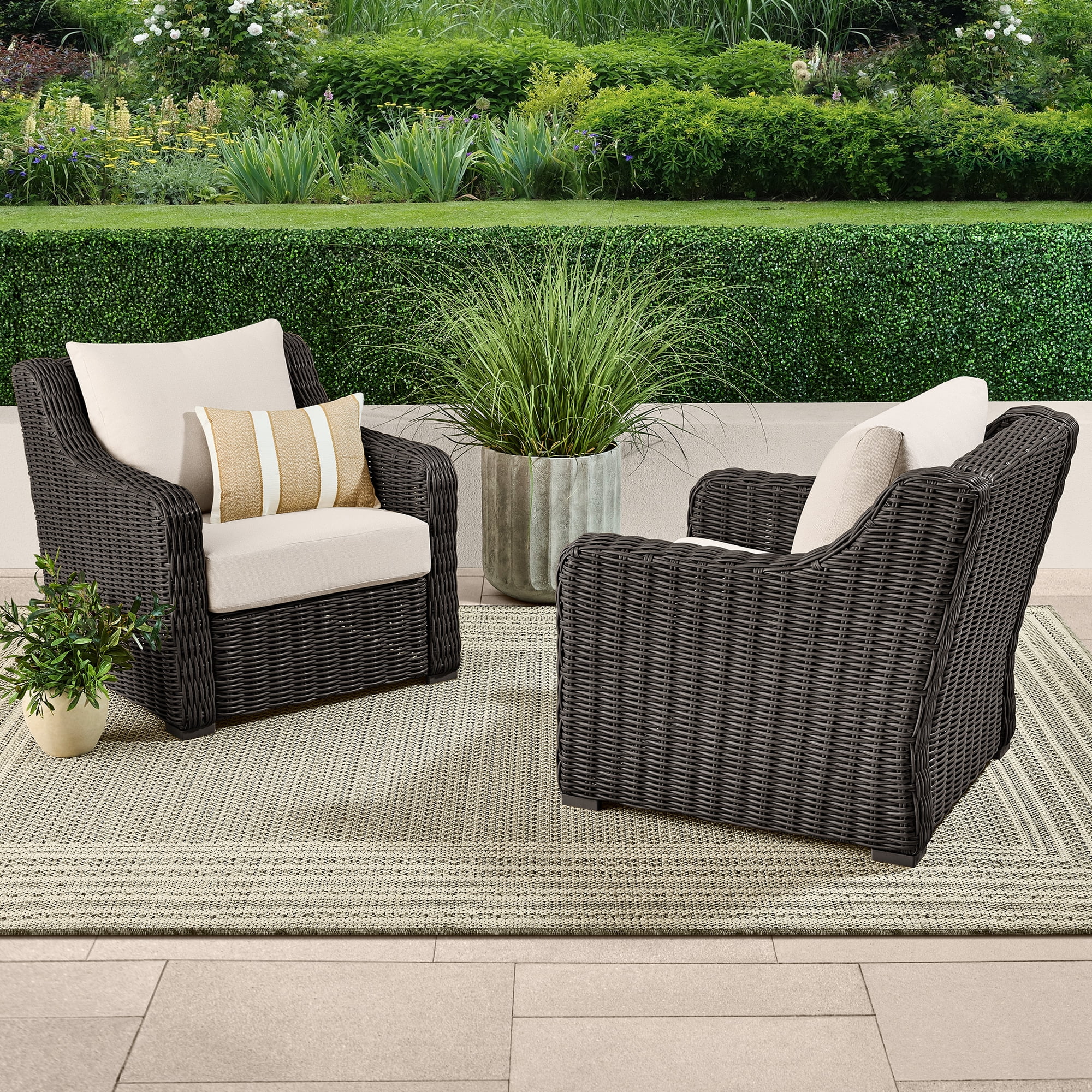 Better Homes & Gardens Bellamy Outdoor 2-Pack Lounge Chairs, Dark Brown