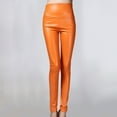 thumbnail image 2 of JJHGVB Faux Leather Leggings Fleece Lined Pants High Waisted Leggings for Women Dressy Pants Trousers Pants for Women Petite Womans Pants Tall Pants for Women Long Orange L, 2 of 5
