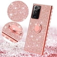 thumbnail image 3 of Cute Glitter Phone Case Kickstand for Samsung Galaxy Note 20 Case,Clear Bling Diamond Bumper Ring Stand Girls Women for Galaxy Note 20 5G - Rose Gold, 3 of 5