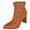Tan, variant on Women Ankle Boots Block High Heels Side Zipper Booties Pointed Toe Quilted Knitted Stitching LOREENA-21 Light Brown Tan 8