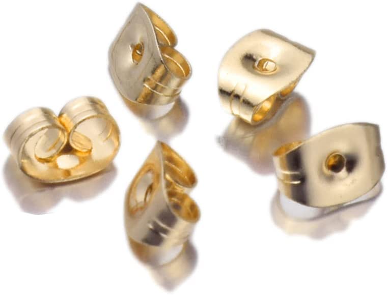 100pcs Stainless Steel Hard Earring Backs Butterfly Ear Back Stud Earrings Care Cap Women's Earring DIY Jewelry Ear Pin Back XS426 (Color : Gold) - image 4 of 4