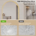 thumbnail image 4 of Chic arched bathroom mirror: wall-mounted vanity con metal frame, moderno wraparound design, rust-resistant tempered glass, vertical gold finish, 4 of 7