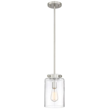 

Home Decorators 1-Light Brushed Nickel Pendant with Clear Glass Shade 27228