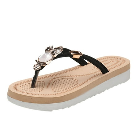 

TAIAOJING Women s Sandals Ladies Slippers Beach Flat With Thick Bottom Flip Flops Sandals Slippers Non-Slip On Flat Bottom Zapatillas