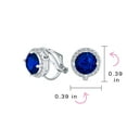 thumbnail image 4 of Bling Jewelry Womens Traditional 2CT Round Blue CZ Halo Clip-On Earrings Silver Plated 7MM, 4 of 4