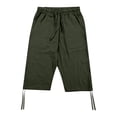 thumbnail image 4 of CONZONE Mens Baggy Linen Capri Pants Wide Leg Pants for Men Trendy Elastic Waist Drawstring Solid Soft Casual Joggers Pant With Pockets, 4 of 4
