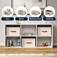 thumbnail image 4 of Ornavo Home Foldable Collapsible Large Storage Box Bins Linen Fabric Shelf Basket Cube Organizer with Leather Handles and Lid - Set of 3 - 15 x 10 x 9, 4 of 5