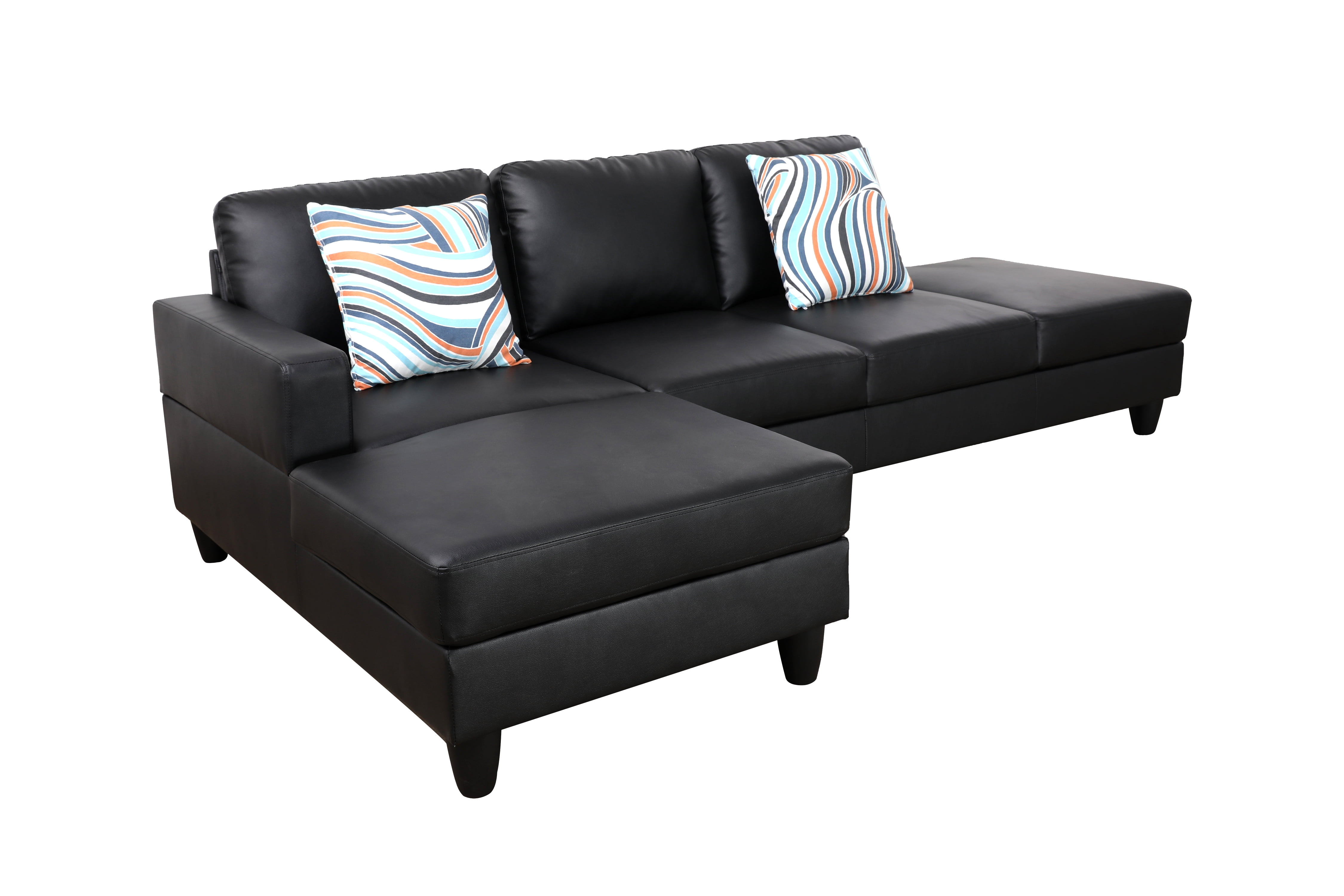 MAYEERTY Superior Black Semi-PU Modern Adult Couch Living Room Sofa Set