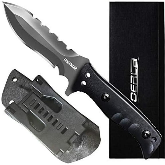 OL-0021SD Fixed Blade Knives Outdoor Duty Knife 420HC Stainless Steel Camping Hunting Survival Knife Double Sided Blade with G10 Handle Waist Clip EDC Kydex Sheath (Black)$$Other