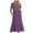 Purple B, variant on Ashirexll Maxi Dresses for Women 2024, Solid Color Short Sleeve Round Neck Casual Flowy Tiered Beach Dress with Pockets Purple B S