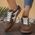 thumbnail image 5 of Lusa Women's Casual Low-Top Athletic Shoes Comfortable Non- Flat Sneakers Fashion Versatile All Season Lightweight Solid Color Vintage Lace-Up Cozy Casual Shoes Brown 43, 5 of 6