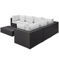 thumbnail image 3 of Modern Contemporary Urban Design Outdoor Patio Balcony Seven PCS Sectional Sofa Set, White, Rattan, 3 of 7