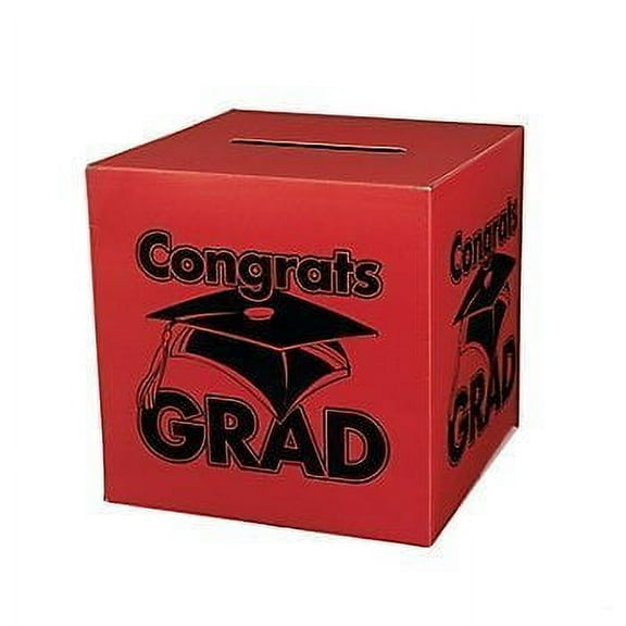 Congrats Grad Red Card Box - Party Supplies - 1 Piece