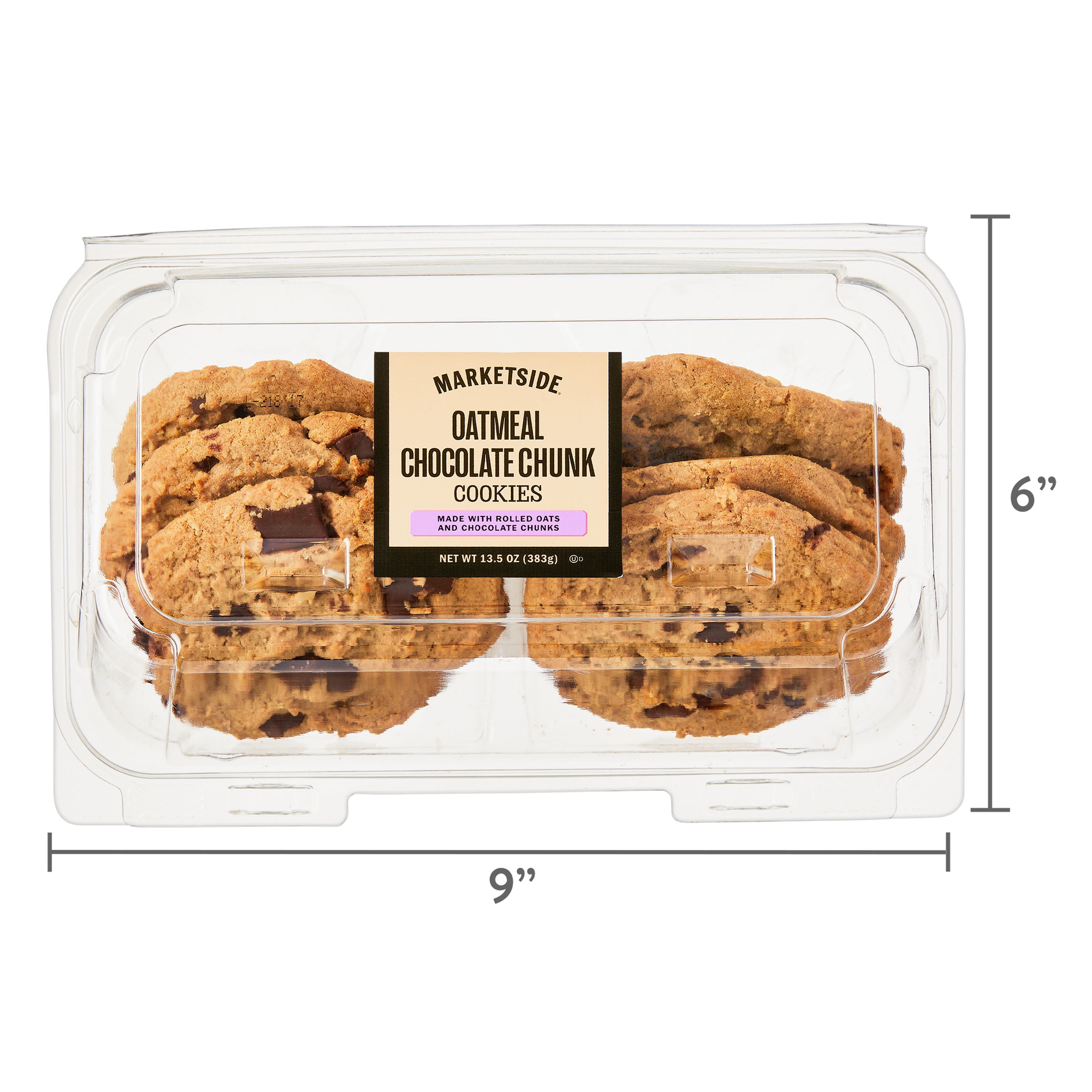 Marketside Oatmeal Chocolate Chunk Cookies 13.5 oz, 6 Count Baked