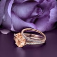 thumbnail image 2 of Gorgeous Art Nouvea 2.00 Carat Oval Cut Morganite And Diamond Moissanite Twirled Style Engagement Ring, Wedding Ring In 925 Sterling Silver With 18K Rose Gold Plating Gift For Her, Bridal Set, 2 of 3