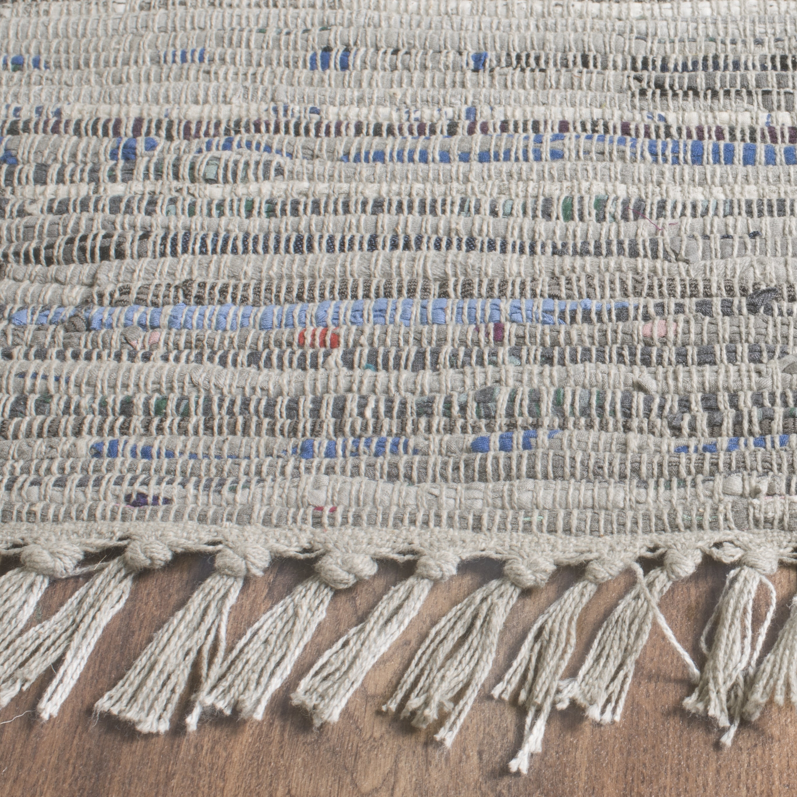 SAFAVIEH Rag Robynne Striped Cotton Area Rug, Grey, 11' x 15'