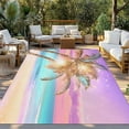 thumbnail image 3 of Fsddascl Coastal Outdoor Rug for Patio/Deck/Porch, Non-Slip Large Area Rug 4 x 6 Ft, Ocean Palm Tree Summer Beach Purple Blue Indoor Outdoor Rugs Washable Area Rugs, Reversible Camping Rug Carpet, 3 of 5