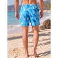 thumbnail image 3 of INSPIRE CHIC Men's Summer Tropical Leaf Print Lined Drawstring Swimming Beach Shorts XL Royal Blue, 3 of 5