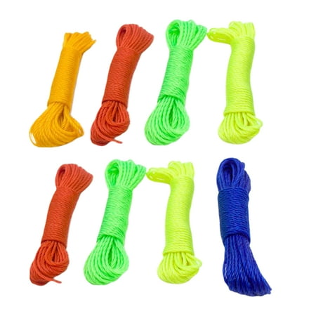 

8 Pcs 10M Bright Color Clothesline Braided Nylon Rope Clothes Drying Thickened Rope for Camping Indoor Outdoor (Random Color)