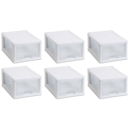 6) Sterilite 20518006 Small Box Modular Stacking Storage Drawer Container