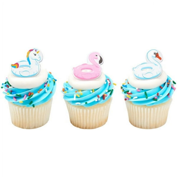24 Decopac Pool Floaties Cupcake Topper Rings