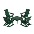 thumbnail image 2 of WestinTrends Ashore 5 Piece Patio Rocking Chair Set, All Weather Poly Lumber Adirondack Rocker Conversation Set Porch Patio Chairs Set of 4 with Low Coffee Table, Dark Green, 2 of 10