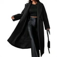 thumbnail image 2 of Women'S Winter Oversized Wool Coat Notched Lapel Collar Loose Fit Maxi Long Overcoat Streetwear Black S, 2 of 7