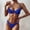 Dark Blue, variant on Jacenvly Bikini Swimsuits for Women Quick Drying Women's High Breast Contrast Solid Split Bikini Set Two Piece Swimsuit Sets Multicolor Trendy Beach Dresses for Women Casual Summer Black