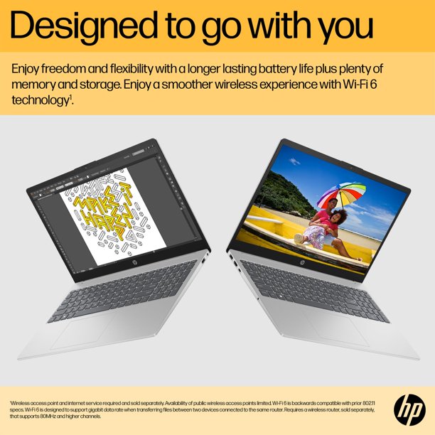 HP 15.6 inch Laptop, AMD Ryzen 3 7320U Processor, 8GB RAM LPDDR5
