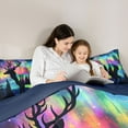 thumbnail image 4 of Homewish Wild Deer Silhouette 7 Pieces Bedding Comforter Set,Jungle Animal Full Bedding Set,Colorful Aurora Starry Sky Fitted Sheet Flat Sheet For Boys Kids,Breathable Home Decor Reversible, 4 of 8
