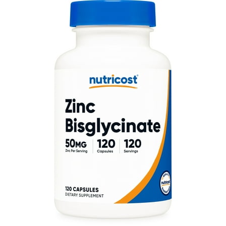 Nutricost Zinc Bisglycinate (50mg) 120 Vegan Capsules - GMO-Free, Gluten-Free Supplement