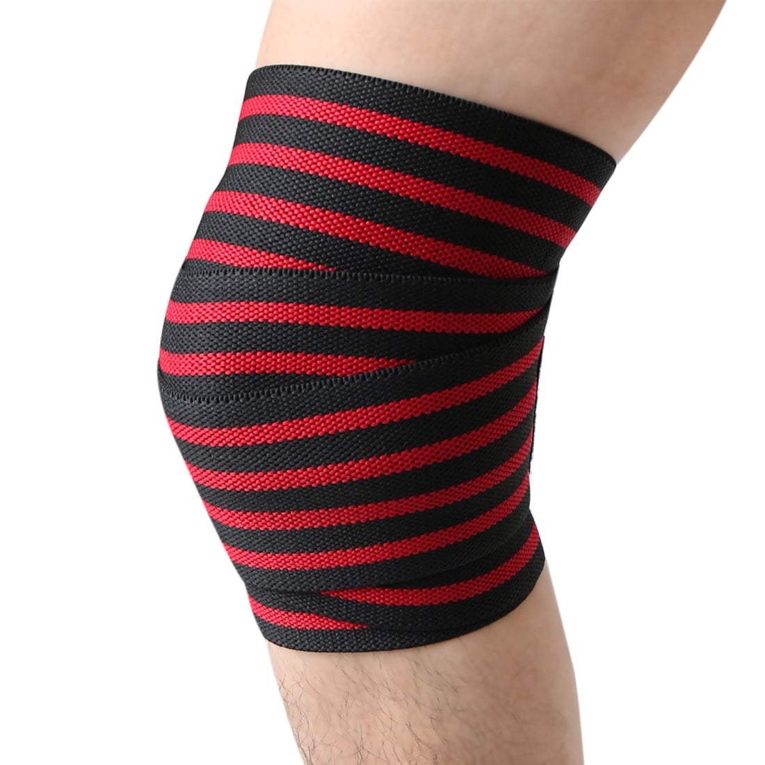 Red Nylon Elastic Strap Gym Training Sports Wrapping Bandage Knee Brace