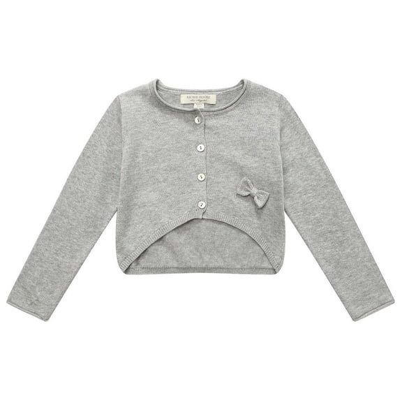 Little Girls Grey Small Bow Cardigan 2