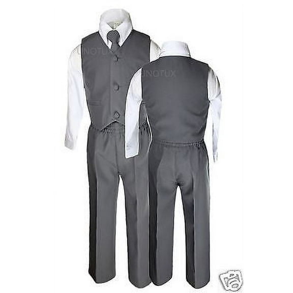 Baby Boys Toddler Wedding Formal Party Vest Set Dark Gray Grey Suits S-14