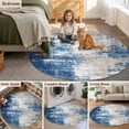 thumbnail image 6 of Abstract Mottled Texture Round Area&nbsp;Rug 6ft Vintage Blue Gary Gradient Non-Slip&nbsp;Washable Circle Rugs Soft Felt Indoor Floor Mat for Bedroom Kitchen Living Room Bathroom, 6 of 9