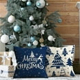 thumbnail image 5 of Christmas Pillow Covers 18x18 Blue Christmas Decorations Snowflake Throw Pillow Covers Xmas Tree Winter Holiday Decor Cushion Case for Sofa Couch Set of 4, 5 of 6