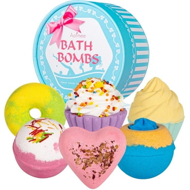 Aofmee Bath Bombs Gift Set, 6 Lavender Multicolor Bubble Bath & Self-Care, Perfect Birthday Easter Basket Mother's Day Gifts for Women and Men, Kids