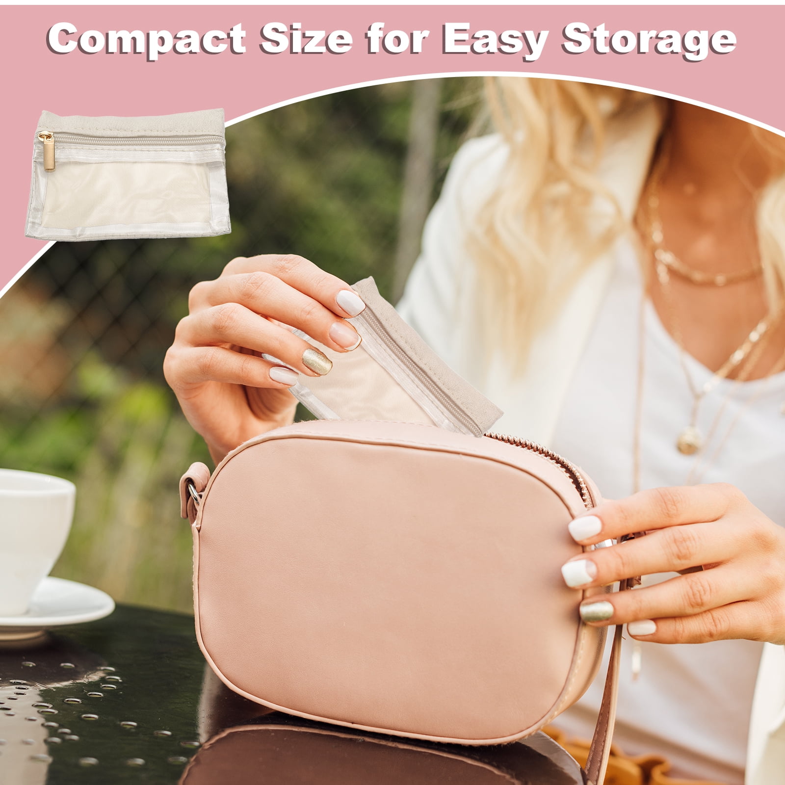 Unique Bargains Soft Portable Small Flannel Organizer with Zipper Beige