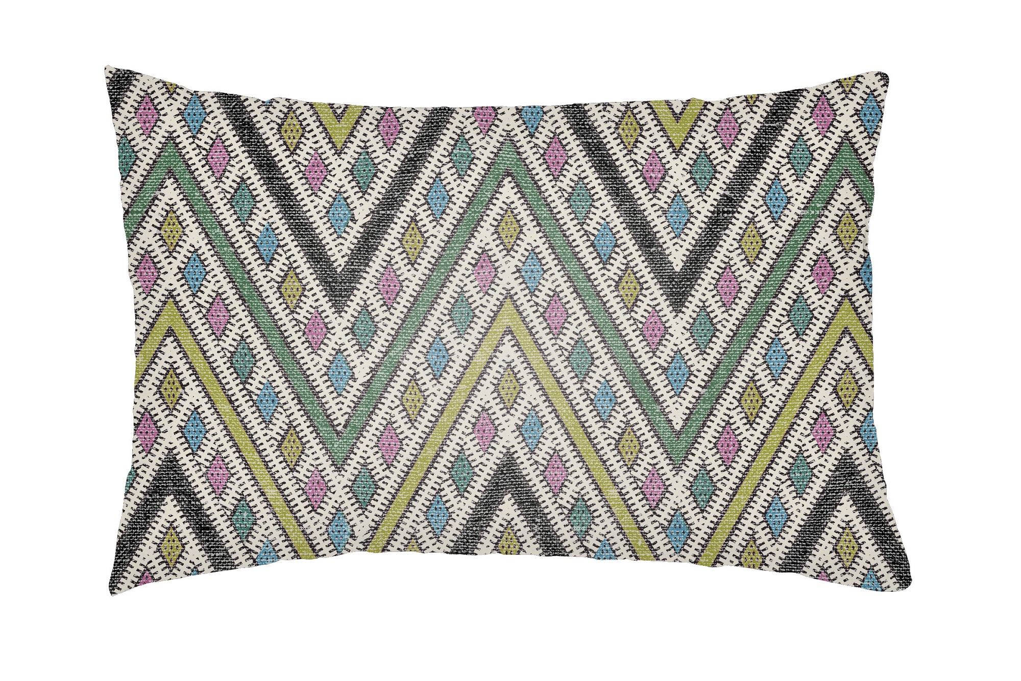 24" Green and Blue Geometric Rectangular Outdoor Throw Pillow Cover