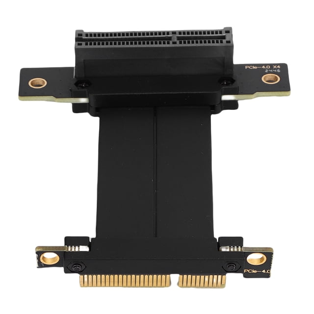 PCIE 4.0 4X Riser Cable, Dual 90 Degree Right Angle Extension, PCIE 4.0 4X Port High Speed 64 Pin Flexible GPU Graphics Card Extension Cable for PC Cases